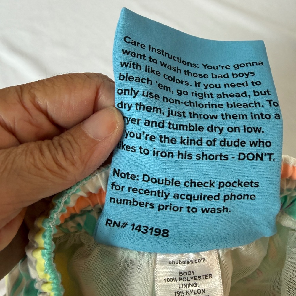 Chubbies Mens Swim Trunks Small Teal Geometric Southwestern Print Mesh Lined - Picture 8 of 9